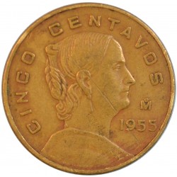 1955 Mexico 5 Pesos Circulated Mo Mint