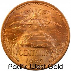 1963 20 Centavos Libertad Mo Teotihuacan