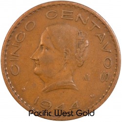 1942 - 1955 Mexico 5 Pesos Circulated Mo Mint World Coin